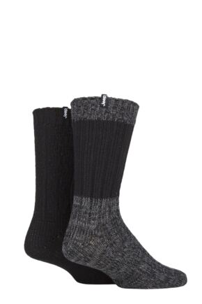 Mens 2 Pair Jeep Wool Blend Cable Knit Boot Socks