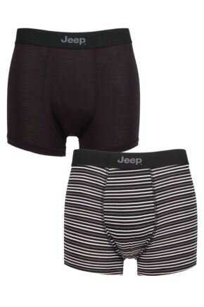 Mens 2 Pack Jeep Striped Fitted Bamboo Trunks