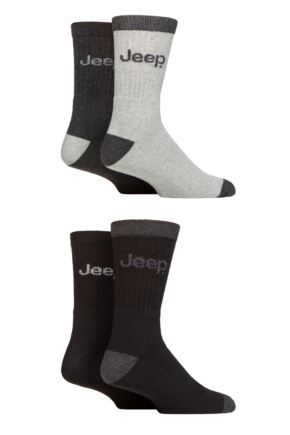 Mens 4 Pair Jeep Plain Regenerated Cotton Boot Socks