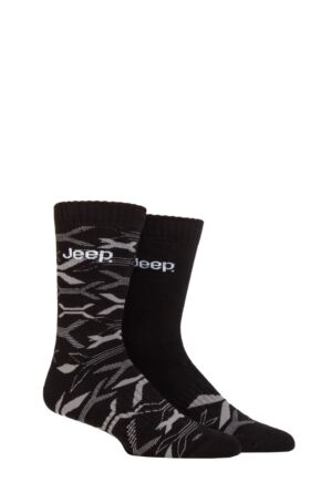 Mens 2 Pair Jeep Heavy Cushioned Bamboo Boot Socks