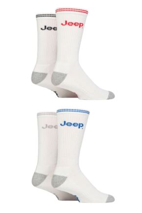 Mens 4 Pair Jeep Cushioned Crew Sports Socks