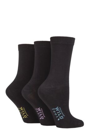 Ladies 3 Pair Wild Feet Plain Bamboo Socks