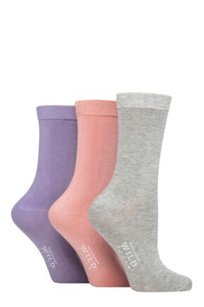 Ladies 3 Pair Wildfeet Plain Bamboo Socks