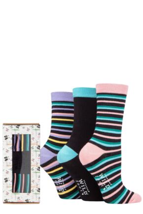 Ladies 3 Pair SOCKSHOP Wild Feet Bamboo Gift Box