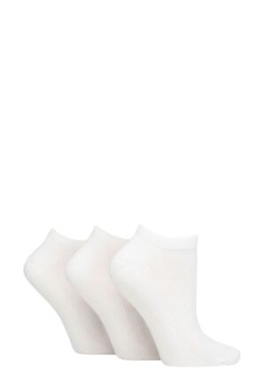Ladies 3 Pair SOCKSHOP Wildfeet Half Cushioned Bamboo Sports Socks Plain White 4-8
