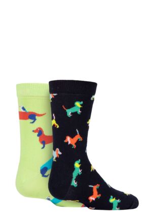 Kids 2 Pair Happy Socks Dogs Socks