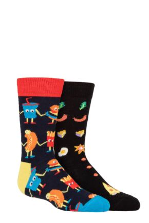 Kids 2 Pair Happy Socks Food Friends Socks