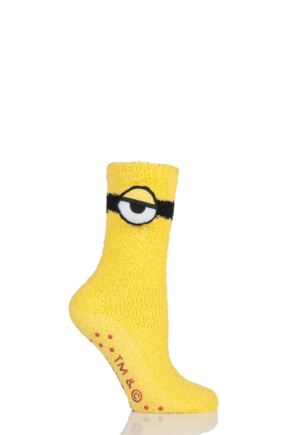 Ladies 1 Pair Minions Slipper Socks with Grips