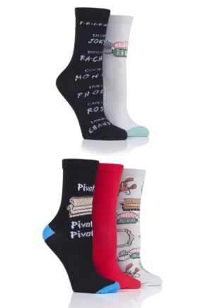 Ladies 5 Pair SockShop Friends Cotton Socks