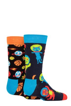 Kids 2 Pair Happy Socks Spacetime Socks
