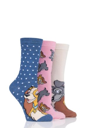 Ladies 3 Pair SOCKSHOP Disney The Lady and the Tramp Cotton Socks