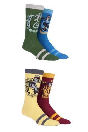 Mens 4 Pair Harry Potter House Badge Socks