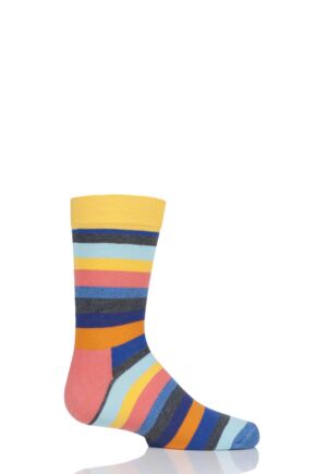 Boys & Girls 1 Pair Happy Socks Stripes Cotton Socks Yellow 0-12 Months