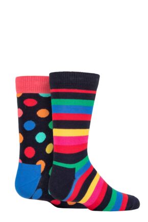 Kids 2 Pair Happy Socks Stripe Sock