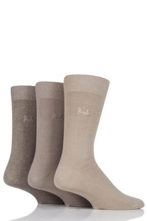 Mens 3 Pair Pringle Endrick Plain Trouser Socks Beige