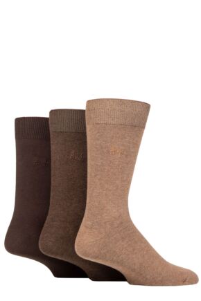 Mens 3 Pair Pringle Endrick Plain Recycled Polyester Socks Brown UK 7-11