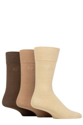 Mens 3 Pair Pringle Dunvegan Gentle Grip Cotton and Recycled Polyester Socks Beige 7-11 Mens