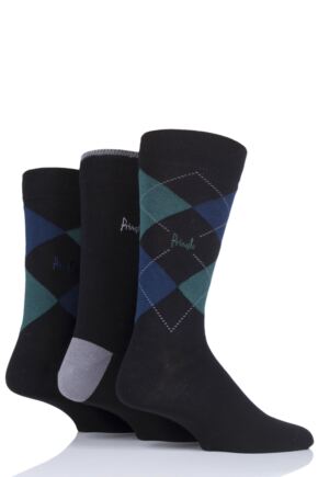 Mens 3 Pair Pringle New Waverley Argyle Patterned and Plain Socks