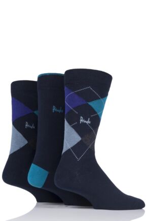 Mens 3 Pair Pringle New Waverley Argyle Patterned and Plain Socks