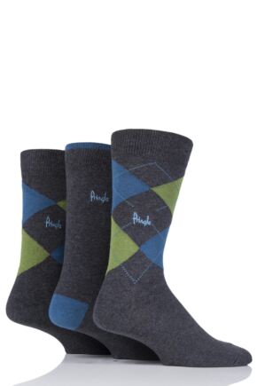 Mens 3 Pair Pringle New Waverley Argyle Patterned and Plain Socks