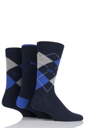 Mens 3 Pair Pringle New Waverley Argyle Patterned and Plain Socks