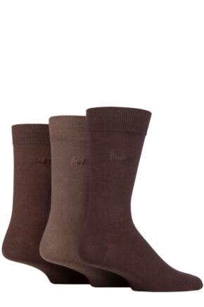 Mens 3 Pair Pringle Plain Rupert Bamboo Socks Brown UK 7-11