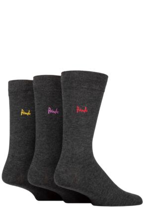 Mens 3 Pair Pringle Plain Rupert Bamboo Socks Charcoal 7-11 Mens