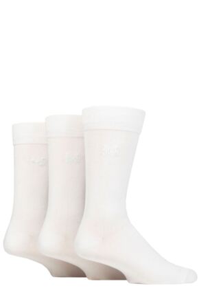 Mens 3 Pair Pringle Plain Rupert Bamboo Socks White UK 7-11