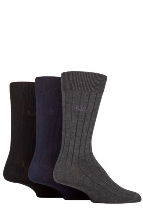 Mens 3 Pair Pringle Ribbed Bamboo Socks