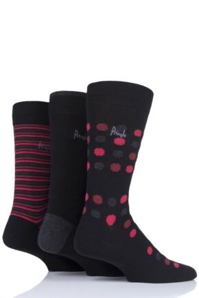Mens 3 Pair Pringle Viewpark Dots and Stripes Cotton Socks
