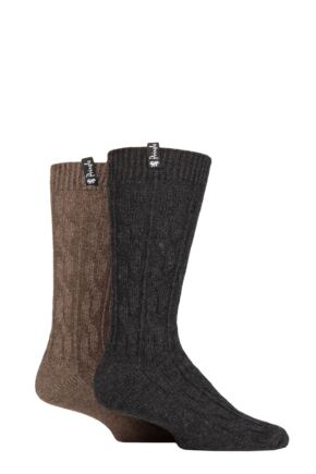 Mens 2 Pair Pringle Recycled Wool Boot Socks Charcoal  7-11  Mens