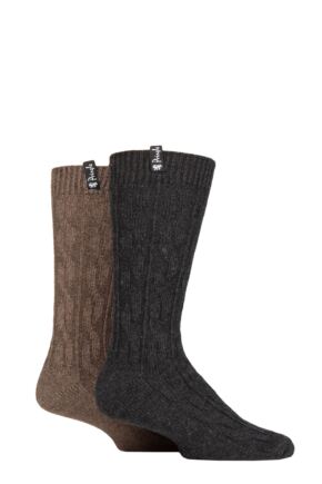 Mens 2 Pair Pringle Recycled Wool Boot Socks