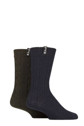 Mens 2 Pair Pringle Recycled Wool Boot Socks