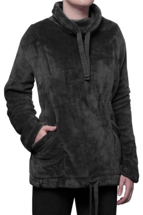 Ladies SockShop Heat Holders Snugover Fleece Jumper In Black