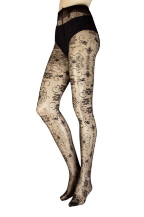 Ladies 1 Pair Trasparenze Lisbona Floral Patterned Sheer Tights