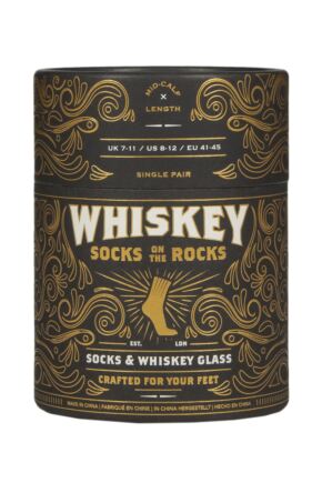 Luckies of London 1 Pair Whiskey Glass with Cotton Socks Gift Box Assorted One Size