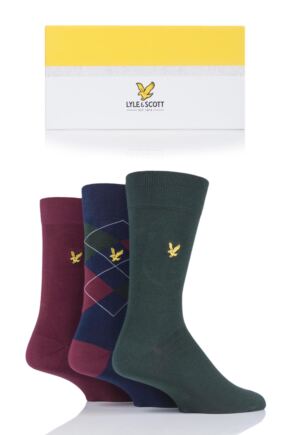 Mens 3 Pair Lyle & Scott Rory Gift Boxed Cotton Socks