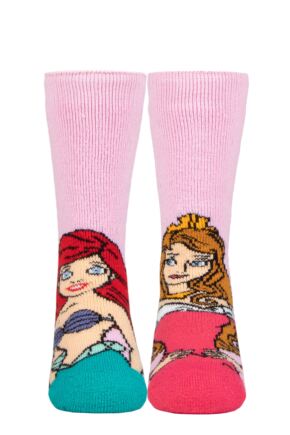 Kids 1 Pair SOCKSHOP Heat Holders Disney 1.6 TOG Lite The Little Mermaid and Sleeping Beauty Thermal Socks Pink 9-12 Kids