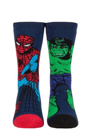 Kids 1 Pair SOCKSHOP Heat Holders Marvel 1.6 TOG Lite Hulk and Spider-Man Thermal Socks Navy 12.5-3.5 Kids