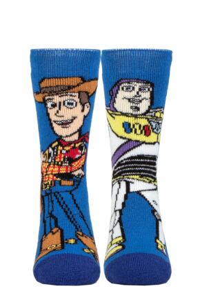 Kids 1 Pair SOCKSHOP Heat Holders Disney 1.6 TOG Lite Toy Story Woody and Buzz Thermal Socks Blue 9-12 Kids