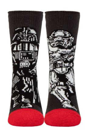 Kids 1 Pair SOCKSHOP Heat Holders Disney Star Wars 1.6 TOG Lite Darth Vader and Stormtrooper Thermal Socks Black 9-12 Kids