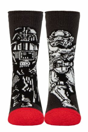 Kids 1 Pair SOCKSHOP Heat Holders Disney Star Wars 1.6 TOG Lite Darth Vader and Stormtrooper Thermal Socks