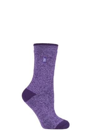 Ladies 1 Pair SOCKSHOP Heat Holders 1.6 TOG Lite Patterned and Striped Socks Twist Purple / Lilac 4-8 Ladies