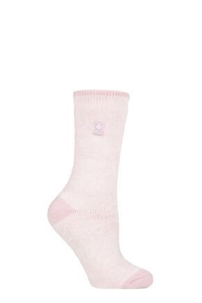 Ladies 1 Pair SOCKSHOP Heat Holders 1.6 TOG Lite Patterned and Striped Socks Venice Heel & Toe Dusted Pink 4-8 Ladies
