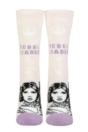 Ladies 1 Pair SOCKSHOP Heat Holders Disney Star Wars 1.6 TOG Lite Princess Leia Thermal Socks Light Pink 4-8