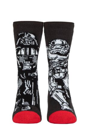 Mens 1 Pair SOCKSHOP Heat Holders Disney Star Wars 1.6 TOG Lite Darth Vader and Storm Trooper Thermal Socks