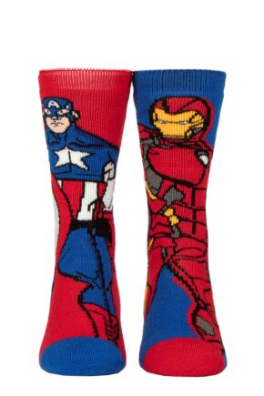 Mens 1 Pair SOCKSHOP Heat Holders Marvel 1.6 TOG Lite Iron Man and Captain America Thermal Socks