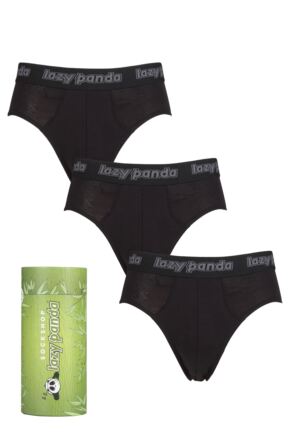 Mens 3 Pack SOCKSHOP Lazy Panda Bamboo Briefs Black Large