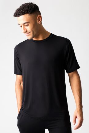 Mens 1 Pack Lazy Panda Bamboo Loungewear Selection T-Shirt Black T-Shirt Extra Large