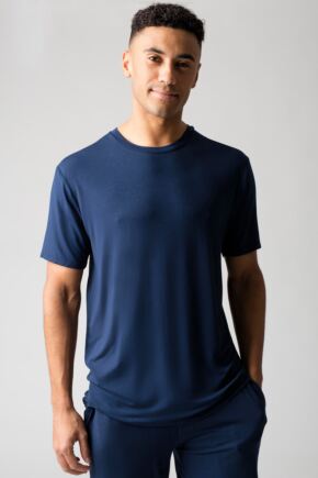 Mens 1 Pack Lazy Panda Bamboo Loungewear Selection T-Shirt Navy T-Shirt Extra Large